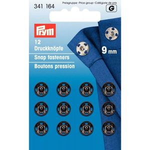 Prym 341164 - Drukknoppen, Messing, 12 stuks, Zwart, 9 mm