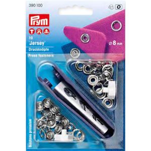 Prym 390100 naadloze drukknop ""Jersey"", getande ring, 8 mm, zilver, metaal, ottone, 14 x 9,3 x 2,5 cm