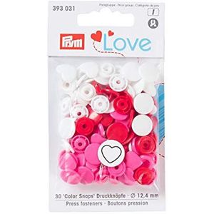 Prym - Prym Love Polyoxymethyleen Roze/Rood/Wit (12.4mm) Hart Drukknopen - 30 Stukken