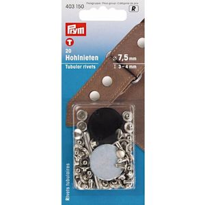 Prym 20 stuks holle klinknagels 3-4 mm zilver 403150