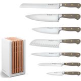 Messenset - RVS - 6 Delig - Houten Houder