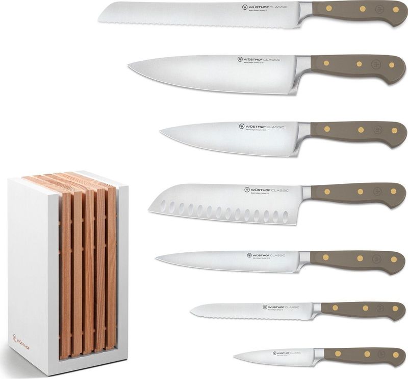 Messenset - RVS - 6 Delig - Houten Houder