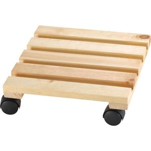 Dörner + Helmer Economy Plantenwagen, plantenwagen, vierkant, 30 x 30 cm, 50 kg belastbaar, van FSC-hout, voor binnen, lichtbruin
