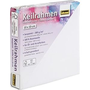 Idena 60009 - spieraam met canvas van 100% katoen, gewicht 380 g/m², voor olie- en acrylverf, ca. 10 x 10 cm groot, wit
