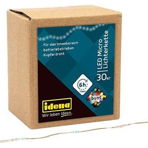 Idena 31096 Lichtsnoer met 30 leds, meerkleurig, met 6 uur timerfunctie, werkt op batterijen, ca. 3,2 m lang, interieurdecoratie, doe-het-zelf, decoratie
