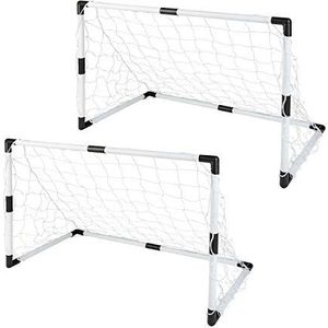 Idena 40465-2 mini-voetbaldoelen van kunststof met net, bal en balpomp, vanaf 6 jaar, ca. 90 x 60 x 50 cm, snelle montage, ideaal voor tuin, park, strand of hal