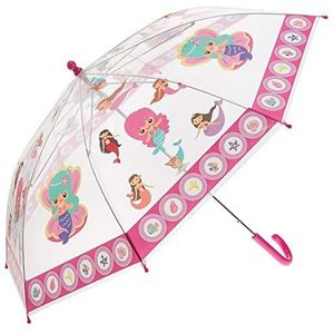 Paraplu voor jongens en meisjes, Transparant, roze, pastel, Zeemeermin