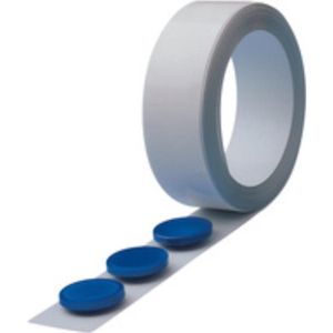 MAUL Bevestigingstape 100 cm x 3,5 cm, inclusief 3 ronde magneten, zelfklevende metalen band voor decoratie, ophangen van foto's, ansichtkaarten en magneten, wit