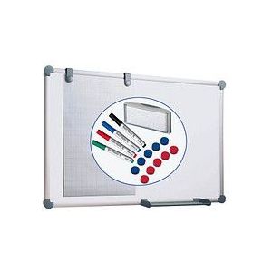Whitebord 2000 Compleet,alu-prof, magn, gel. staal 90 x 120