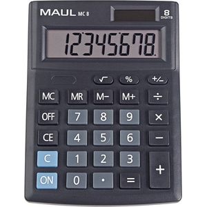 Maul MC 8 Bureaurekenmachine werkt op batterijen, werkt op zonne-energie Zwart Aantal displayposities: 8