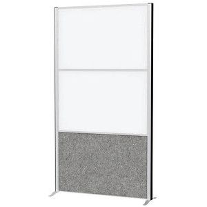 MAUL Stellwandsystem MAULconnecto, 1 x Akustikvlies dunkel, 2 x Whiteboard, Klettverbindung, Standfuß, H 1800 x B 1000 mm, silber