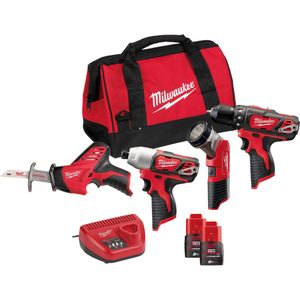 Milwaukee M12 BPP4A-202B Powerpack accu combiset 12V 2.0Ah Li-Ion M12™ in tas - 4933441240