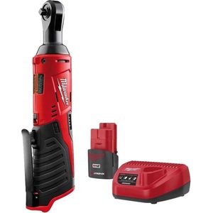 Milwaukee - M12 IR-201B - Accu Haakse Ratelsleutel Set - Rood - Kunststof - 1x 2.0Ah Accu