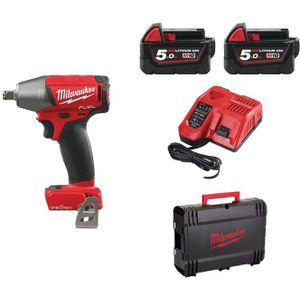 Milwaukee M18 ONEIWF12-502X 18V Li-Ion Accu slagmoersleutel ONE-KEY set (2x 5.0Ah accu) in HD BOX - 300Nm - 1/2"" - koolborstelloos