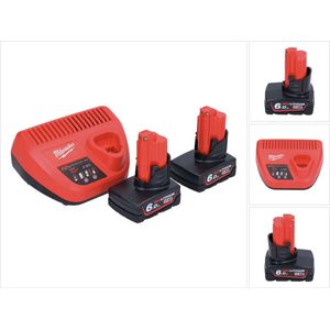 Milwaukee M12 B6 - Accu - 12V - 6.0Ah Li-Ion - Inclusief C12 C Lader