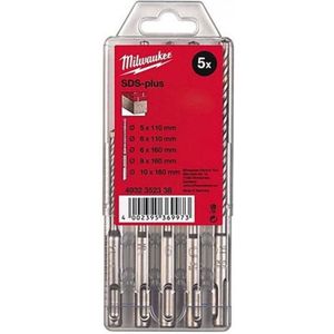 Milwaukee SDS-plus borenset M/2 Ø 5-6x110 / 6-8-10x160mm (5-delig)