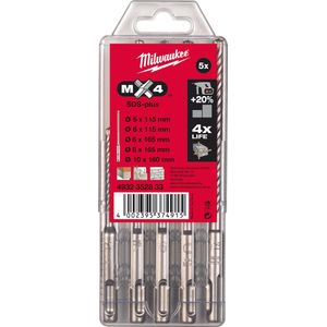 Milwaukee SDS-plus MX4 hamerboren - 4-kanten snijdend / cassettes SDS-Plus MX4 Set - 5 stuks - 4932352833