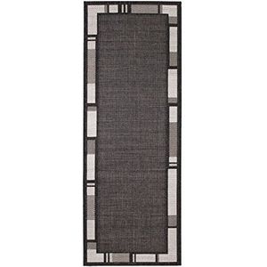andiamo Louisville Geometrische rand tapijt plat geweven bruin afmetingen 60 x 110 cm