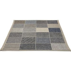 andiamo Weer- en waterbestendig tapijt voor binnen en buiten - Platbinding - Korte pool - 120 x 170 cm - Beige/blauw