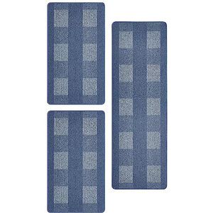 andiamo Tapijt Dalia duurzame tapijtloper van polypropyleen, onderhoudsvriendelijk en vlekbestendig, set van 3, lichtblauw