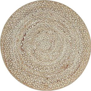 andiamo Tapijt Stampa digitale print gevlochten motief voor woonkamer eetkamer hal 100 cm rond natuurwit