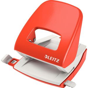 Hulapparat Leitz 5008 lys rød 2-huls m/skinne til 30 ark