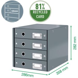 LEITZ Schubladenbox Click & Store  eisblau 60490051, DIN A4 mit 4 Schubladen