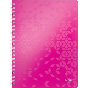 6 x Leitz Notizbuch Wow A4 80 Blatt 80g/qm kariert pink