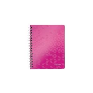 Leitz WOW Spiraalgebonden A5 Notitieboek met Kunststof Kaft - 80 Vel - Gelijnd - Roze