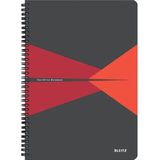LEITZ® Office collegeblok 464700 A4, gelamineerde kaft, geruit, rood