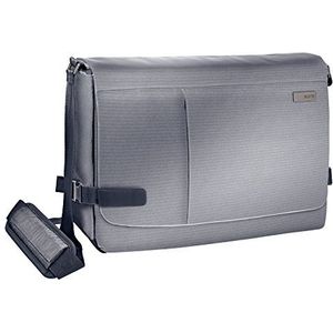 Leitz Messenger tas voor laptop 15,6 inch (39,6 cm), 16 vakken, grijs, polyester, waterafstotend en echt leer, Smart Traveller, 60190084, grijs, 15,6 inch, schoudertas