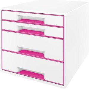 Leitz WOW Cube, Polystyrol, Pink, Weiß, A4, 4 Schublade(n), 287 mm, 363 mm
