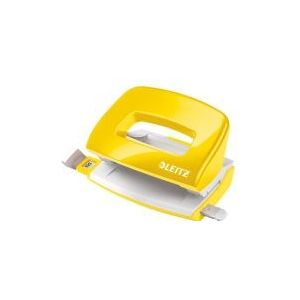 Leitz Mini Perforator, 10 Vellen, Met Formaataanduidingen Op De Hulpbalk, WOW, 50601016 - Geel