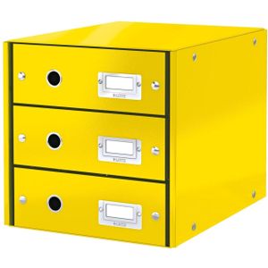 Leitz Wow Click & Store Ladekast Met 3 Laden - 81% Gerecycled Karton - Voor A4 Formaten - Ruimtebesparende Opberger - Geel
