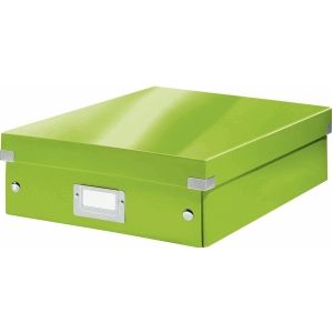 Leitz Wow Click & Store Middelgrote Opbergdoos - 85% Gerecycled Karton - Ruimtebesparende Sorteerdoos met Vakjes - 28.1 x 10 x 37 Cm (BxHxD) - Groen