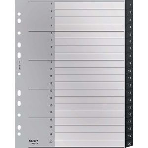 Leitz Recycle Tabbladen PP A4 - Extra Breed - 1-20 Numerieke Tabbladen - Zwart