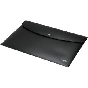 Leitz® Sammelmappe Recycle, Format A4, Druckknopfverschluss, blickdicht, 100 % recycelbar, Blauer Engel, Recyclingkunststoff, schwarz