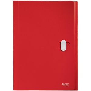 Leitz® Dokumentenmappe Recycle, A4, bis 250 Blatt, 5 Fächer & Ablagefach, blickdicht, 100 % recycelbar, Blauer Engel, Kunststoff, rot