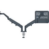 LEITZ Notebook-Monitor-Halterung Ergo 65380089 dunkelgrau für 1 Monitor und 1 Laptop, Tischklemme