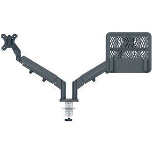 Leitz - Ergo Ruimtebesparende Monitor- en Laptoparm - Donkergrijs - Voor 2 Schermen