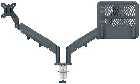 Leitz - Ergo Ruimtebesparende Monitor- en Laptoparm - Donkergrijs - Voor 2 Schermen