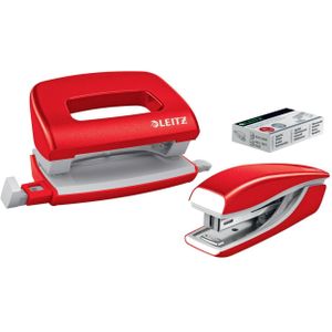 LEITZ Locher und Heftgeräte Set NeXXt WOW rot-metallic