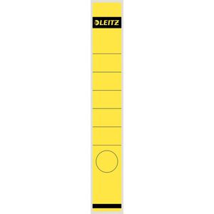 Leitz Achterbordje zelfklevend voor standaard en harde kartonnen mappen, 10 stuks, 50 mm rugbreedte, lang en smal formaat, 39 x 285 mm, papier, geel, 16480015