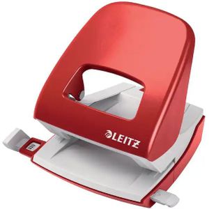 Leitz NeXXt Metalen Bureau Perforator - Perforeert Tot 30 Vel - Voor Mappen En Ringbanden - Rood