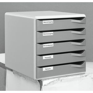 LEITZ Schubladenbox Post-Set  dunkelgrau 52800089, DIN A4 mit 5 Schubladen