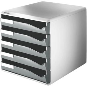 Leitz Aflegbox, post- en formulierenset, kastframe in grijs, ladekleur blauw, met 5 laden