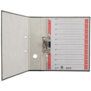 Leitz Register, A4, 25 stuks, extra groot, grijs met gatenband en rode zakken, 100% gerecycled, voorgesneden zakken, 16523025