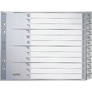 Leitz Register A4 Dez-Jan PP grau mit Deckblatt