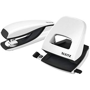 Leitz 50951001 Nietmachine En Perforeerset, Niet Of Perforeert Tot 30 Vellen, Nietjes Meegeleverd, WOW, Wit