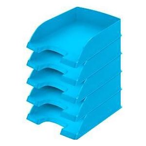 Leitz, Brievenbakje Plus, polystyreen, 100% recyclebaar, A4, 600 vellen, lichtblauw, 5 stuks, 52270030
